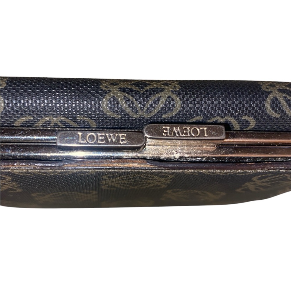 Loewe Anagram Trifold Wallet Brown Leather Black Beige - Picture 3 of 8